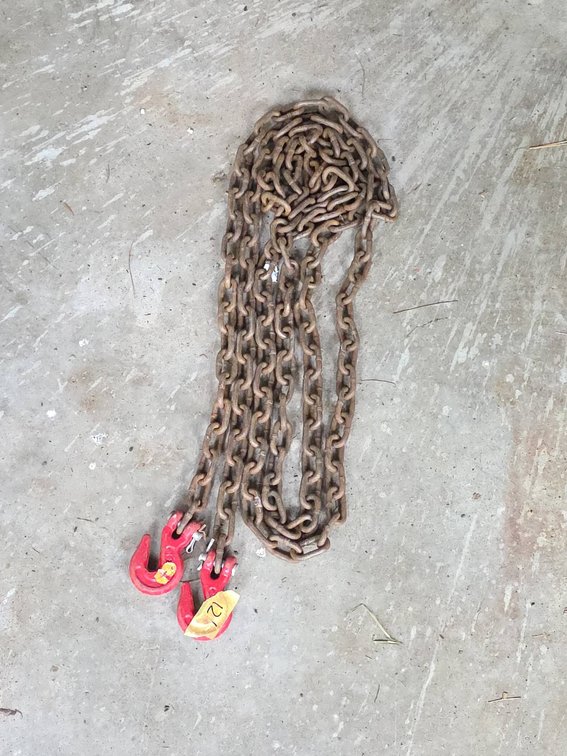 12' Heavy Duty Steel Chain with Red Grab Hooks