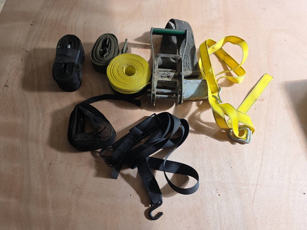 Tie-Down and Ratchet Straps with Hooks and Buckles