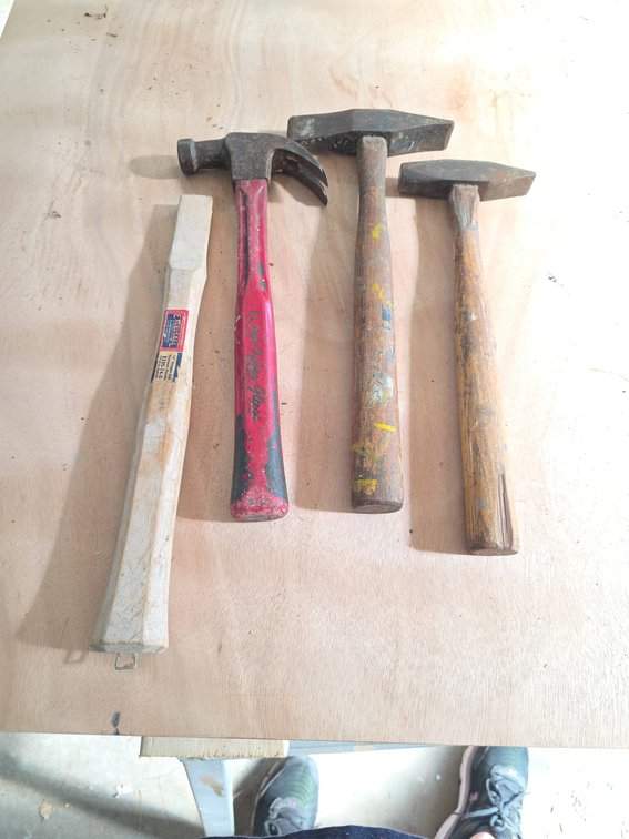 Three Hammers and One Replacement Hickory Handle