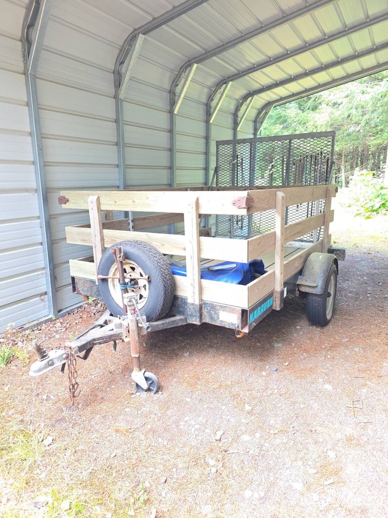 Karavan Utility Trailer 59" x 8' with Tarp Cover and Wooden Sides
