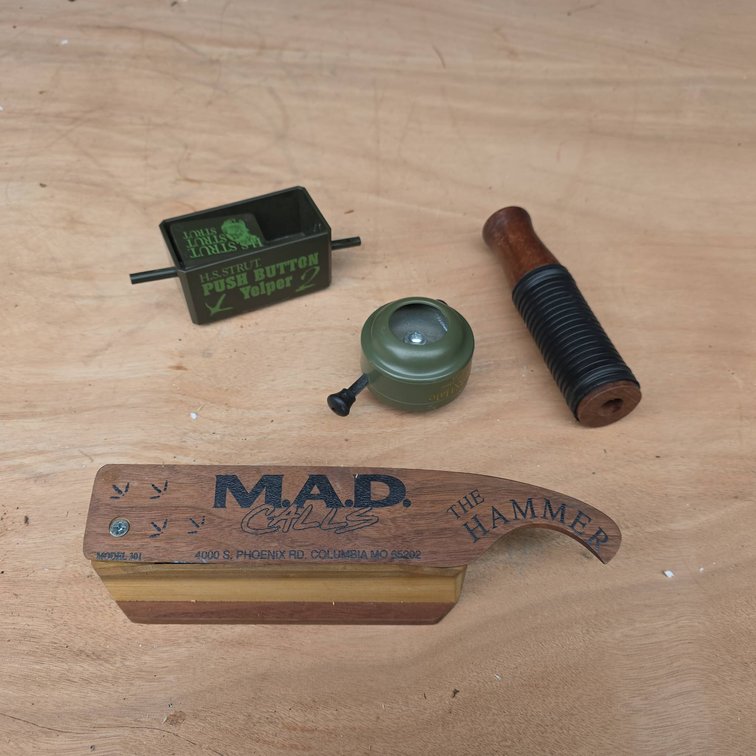 Turkey Call Lot With H.S. Strut, Knight & Hale, and MAD Calls Box and Push Calls