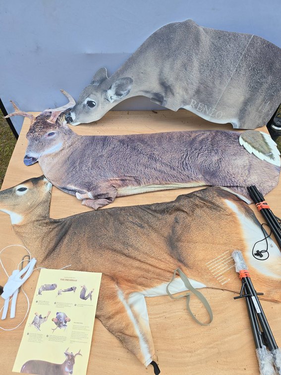 2 Pop Up Deer Decoys and 1 Cardboard Doe Decoy Including The Freshman by Montana Decoy Co