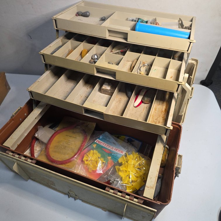 Plano 727 Tackle Box with Fishing Lures, Weights, Hooks, Plastic Baits, Accessories