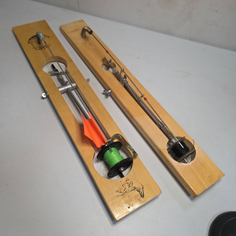 (2) Ice Fishing Tip Ups: HT Hi-Tech Fishing Polar II Tip Up and First Ice Tip Up,Spools