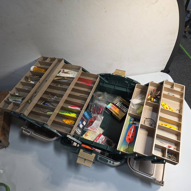 Plano Fishing Tackle Box With Assorted Lures, Hooks, Line,etc