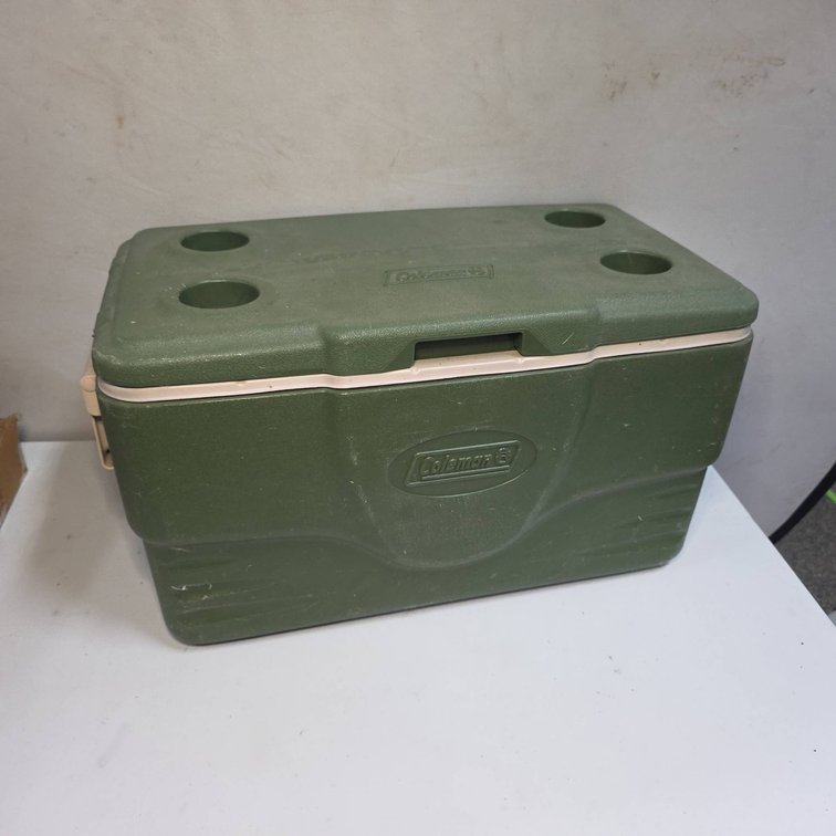 Coleman Model 6286 Green Plastic Cooler with Handles, Cup Holders, 25" Wide