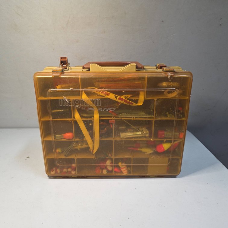 Magnum by Plano Plastic Tackle Box with Assorted Fishing Lures, Floats, and Accessories