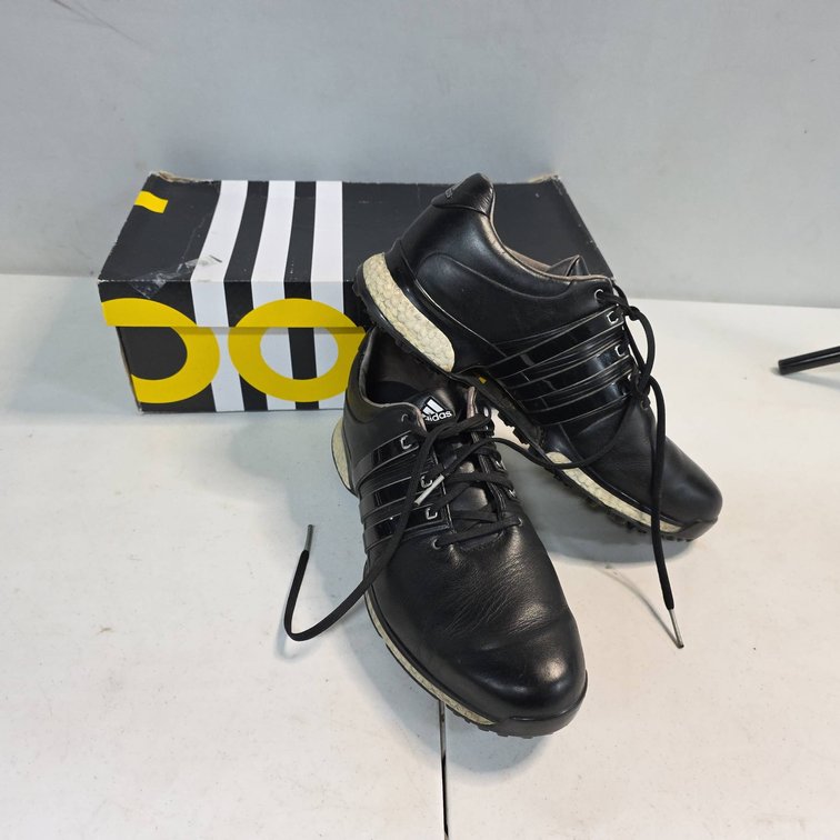 Adidas Tour360 X Golf Shoes, Men’s Size 11.5, Black Leather With Boost Spiked Soles