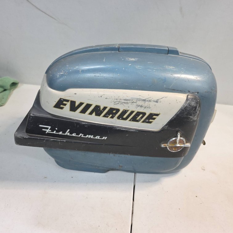 Evinrude Fisherman 5.5 HP Outboard Motor Engine Cowling Cover Blue and White