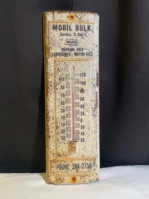 Vintage Mobil Bulk Eureka SD Advertising Metal Thermometer Working 14 Inch Heating Lubricants Oils