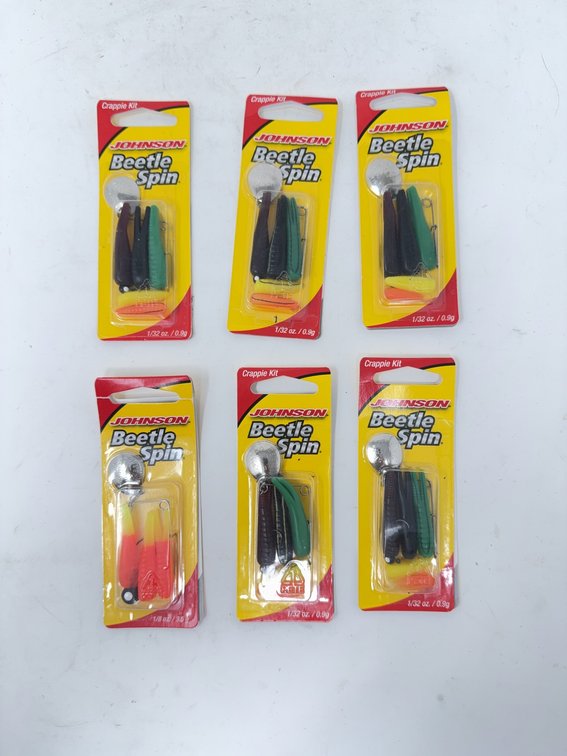 NIP 6 Johnson Beetle Spin Crappie Kit Fishing Lures Assorted Colors in Original Packaging
