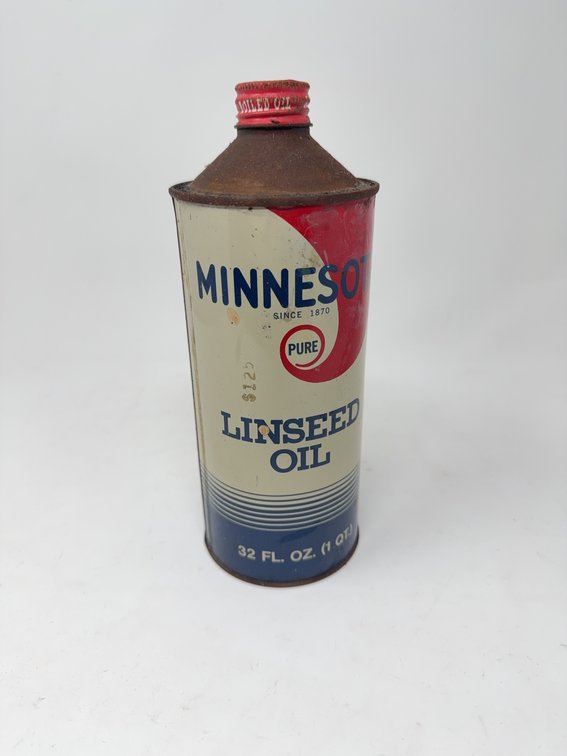 Vintage Minnesota Linseed Oil Co. 32 fl oz Pure Linseed Oil Tin Can Minneapolis Vintage