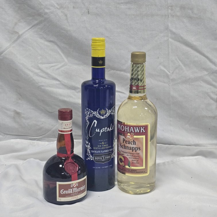 Cupcake Devil's Food Vodka, Mohawk Peach Schnapps, Grand Marnier Liqueur Lot, Must Be 21+, No Shipping