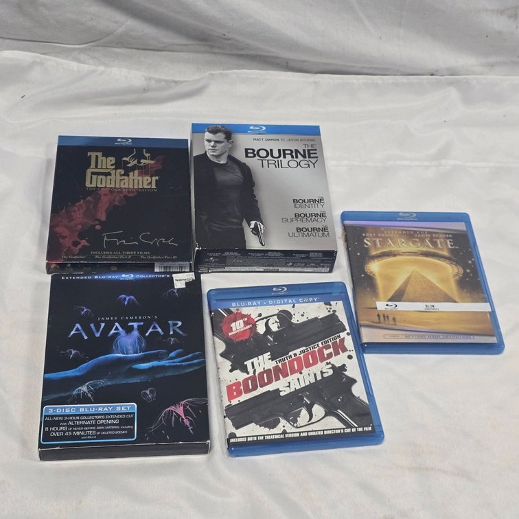 Blu-ray Movie Lot: The Godfather, Bourne Trilogy, Avatar, Stargate, The Boondock Saints