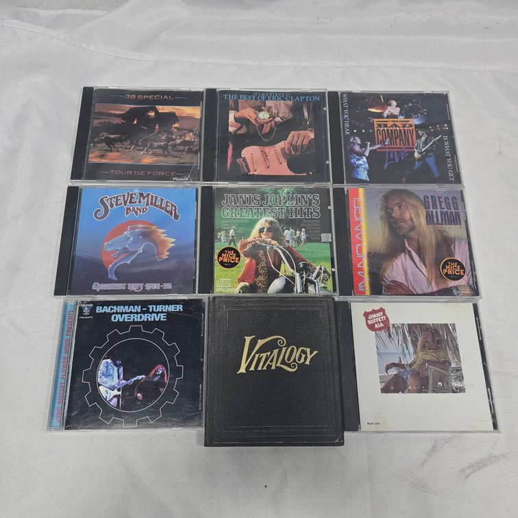 Classic Rock CD Lot: Clapton, Janis Joplin, Pearl Jam, Led Zeppelin, Steve Miller, More (9)