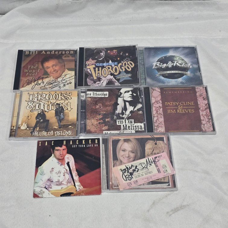Eight Country & Rock Music CDs, Some Signed, Including Bill Anderson and Melissa Etheridge