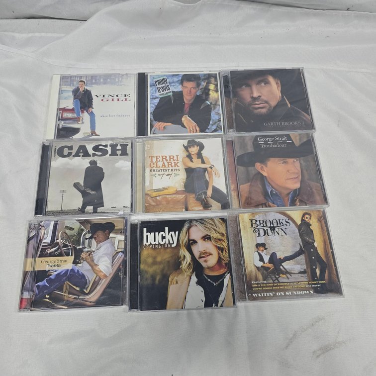 Country Music CD Lot Featuring Garth Brooks, Johnny Cash, Vince Gill, and More (9 Discs)