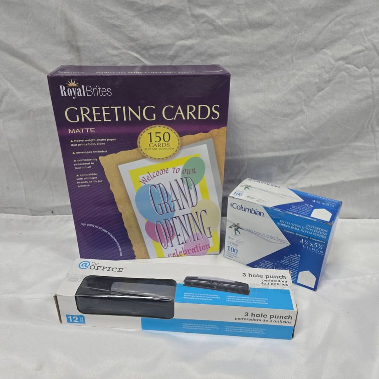 Royal Brites Greeting Cards 150-Pack, Columbian Envelopes, Office Hole Punch Set