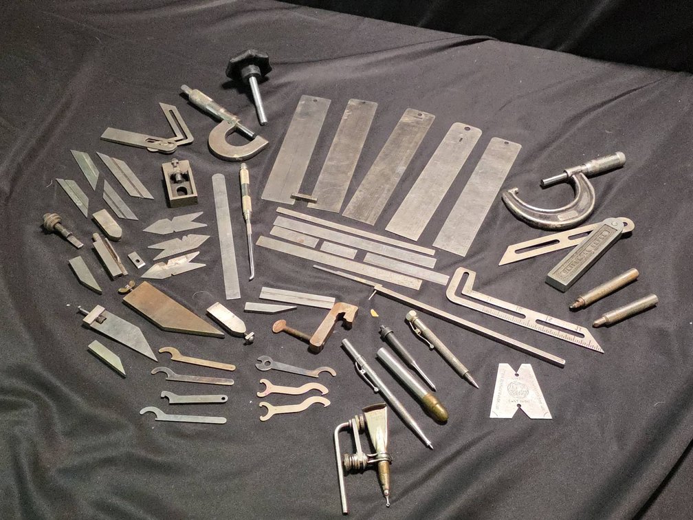 Machinists Tool Lot With Starrett, Lufkin, South Bend Precision Tools, Rulers, Reference Tables