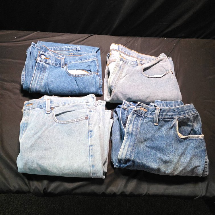 (4) Pairs Men's Jeans Assorted Brands: George, Route 66, Rustler, Sizes 36x30 40x30, 100% Cotton