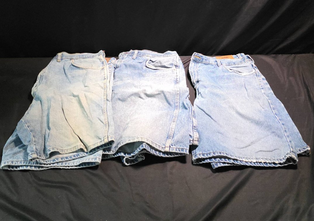 Wrangler, Rustler, Route 66 Lot of (3) Men's Denim Shorts Assorted Styles, Size 40, 100% Cotton