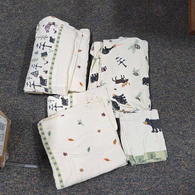 4-Piece 100% Cotton Flannel Bear-Themed Sheet Set, Made in Portugal, Two Flat, One Fitted, One Pillow Case
