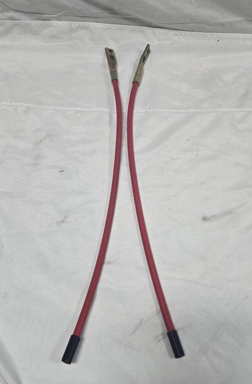 Red Battery Terminal Jumper Cables with Metal Lugs and Black Insulated Ends