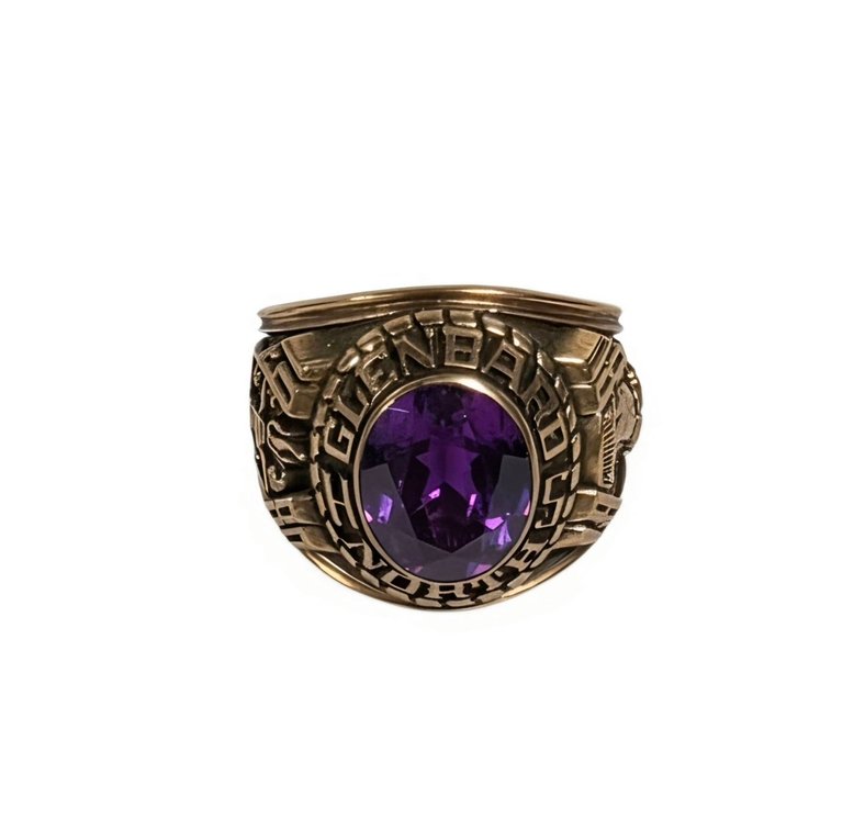 1980 Glenbard South High School Balfour 10K Gold Ring With Purple Stone, Size 9