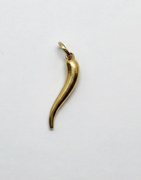 14K Yellow Gold Italian Horn Cornicello Pendant, 1.58g