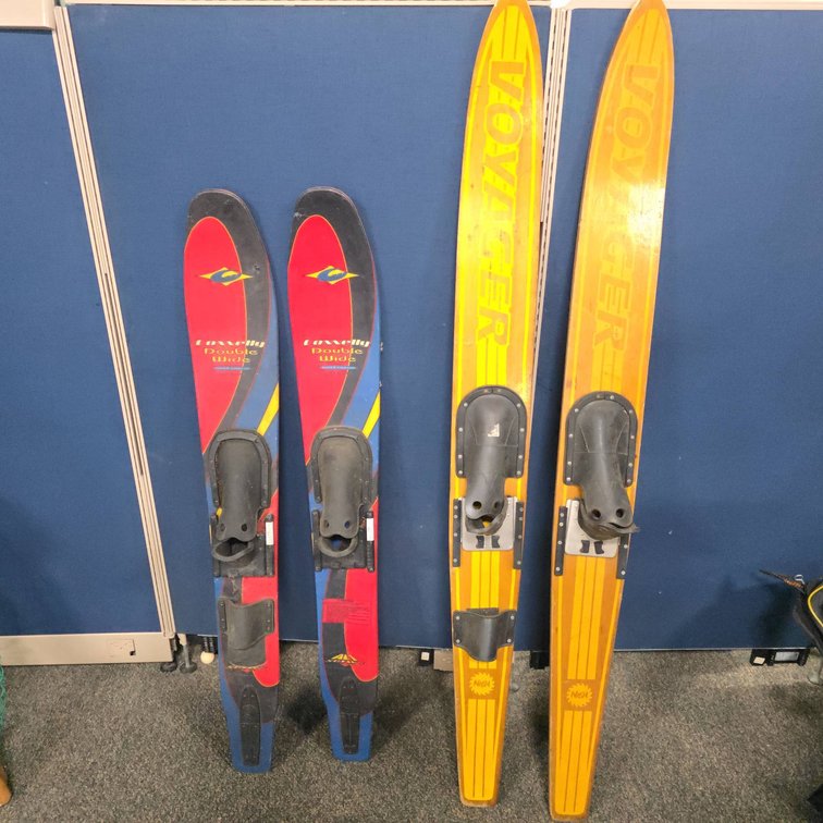 Pair Connelly Double Wide Super Sidecut and Pair Nash Voyager Water Skis, Longest Set 68 Inches