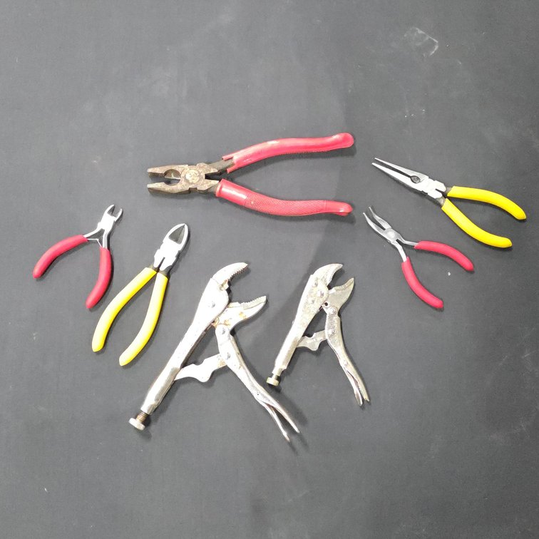 Pliers and Locking Pliers Lot, Assorted Handle Colors, Largest Pliers 9 in Long