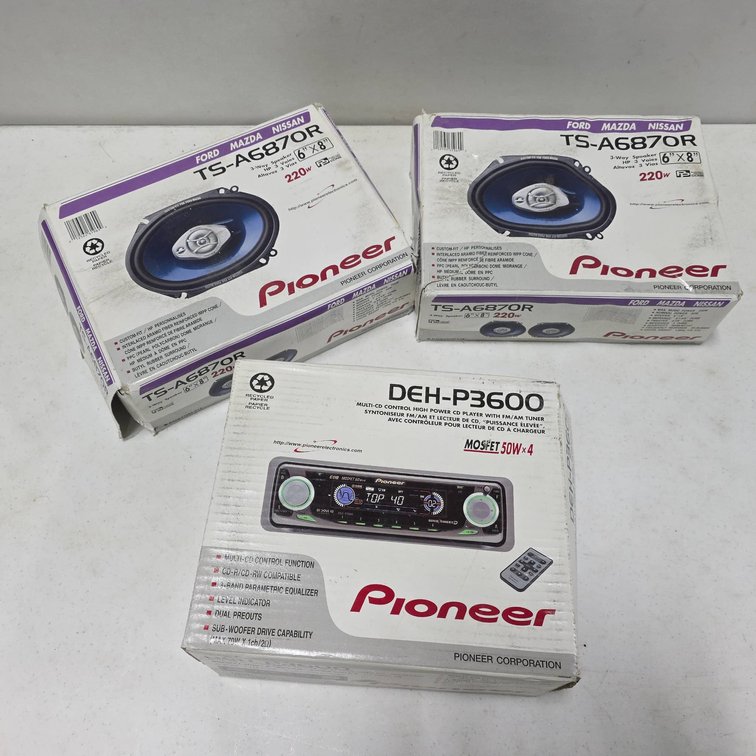 Pioneer DEH-P3600 CD Deck with Remote and Two Pioneer TS-A6870R 6x8 3-Way Car Speakers OEM Boxes