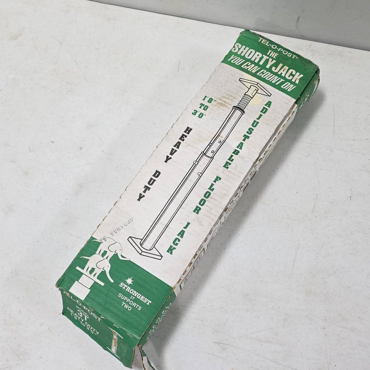 TEL-O-POST Shorty Jack 3T Heavy Duty Adjustable Floor Jack, 1'8"-3' Range, Lightly Used in Box