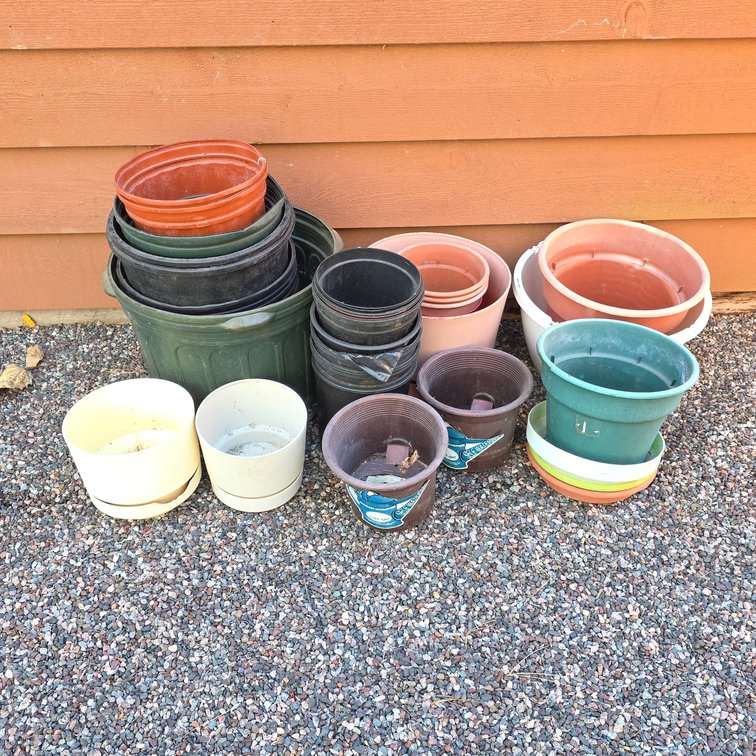 Plastic Plant Pots Collection With Saucers and Eezy-Gro Watering Pots