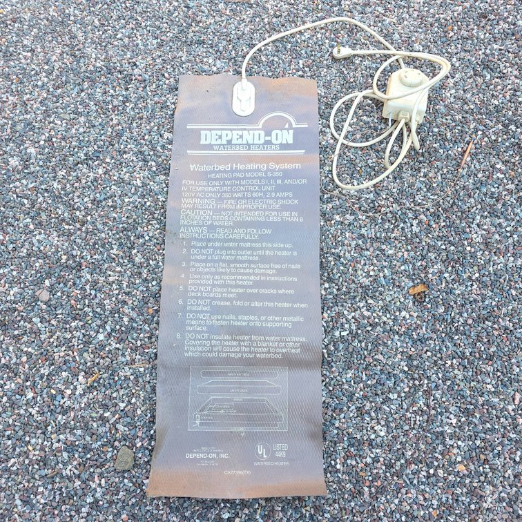 Depend-On S-350 Waterbed Heating System Heating Pad and Temperature Control Unit