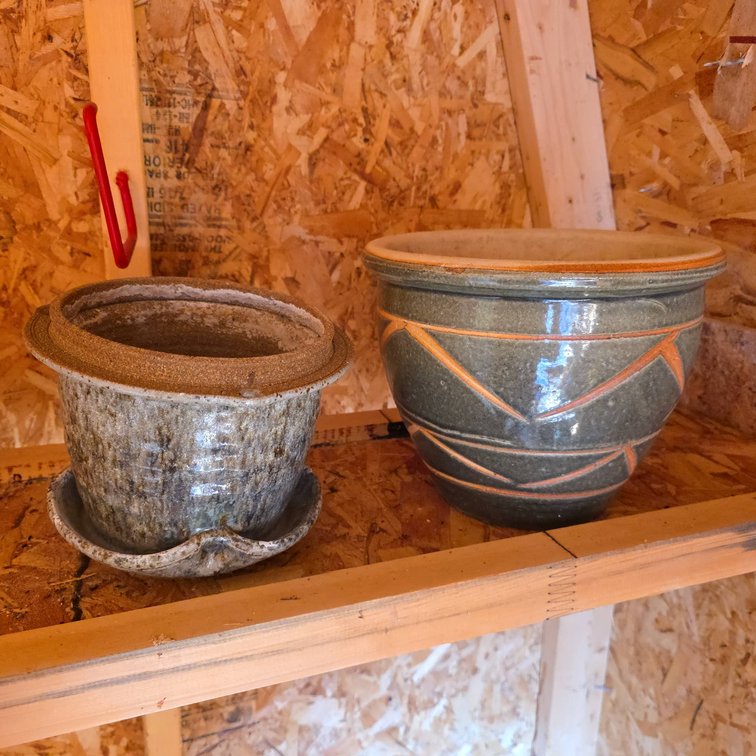 Handmade Glazed Ceramic Planters With Decorative Designs