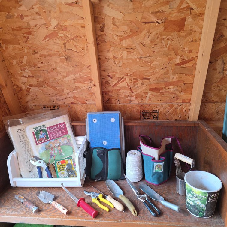 Garden Tools, Seeder Cover, Pruners, Trowels, Planter, Twine, and Accessories