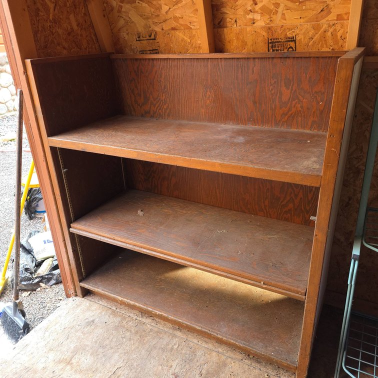 Sturdy Three-Shelf Wood Bookcase with Oak Veneer Finish, Adjustable Shelves