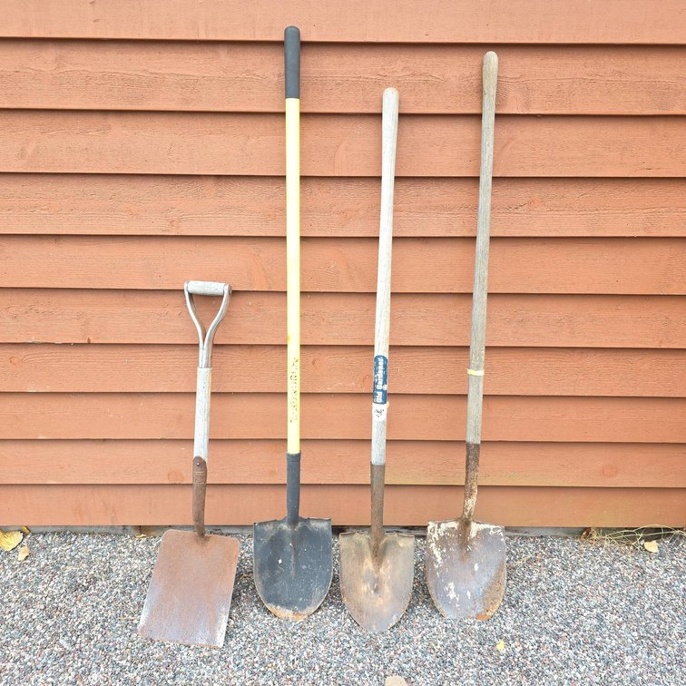 Four Shovels Including Old Gardener and Truper Shovel