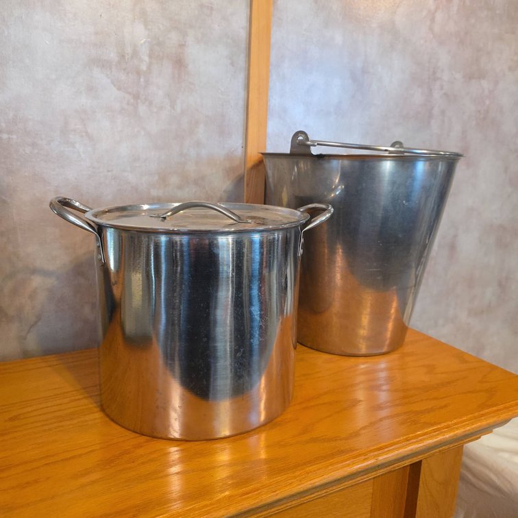 Stainless Steel Cookware: Stock Pot with Lid and Handle, Utility Bucket, 12.5" Tallest Piece
