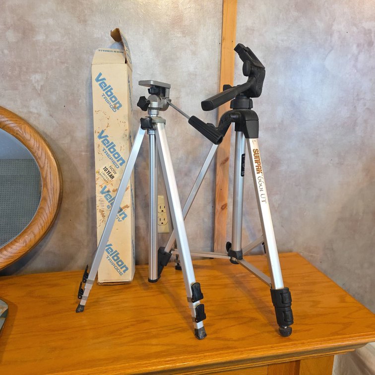 Sunpak 6601 UT and Velbon TGK-33 Adjustable Leg Tripods, Two-Piece Lot