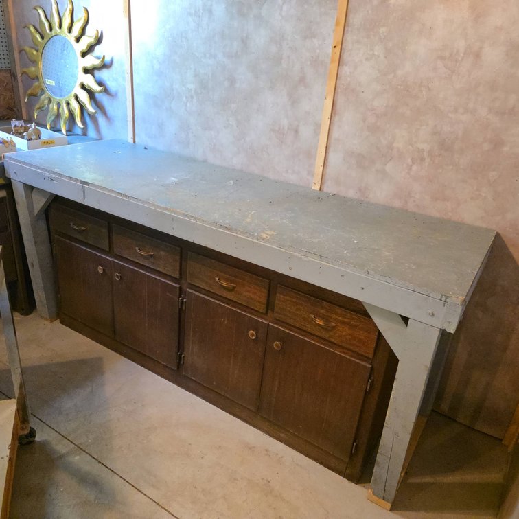 Heavy-Duty Painted Wood Work Table, 84.5" Length, Table Only, Cabinet Underneath Not Included