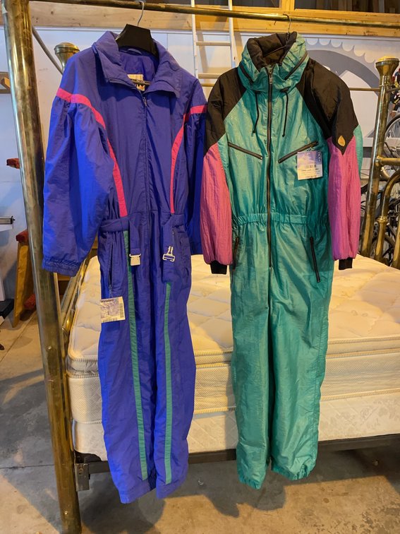 Two Size 10 Vintage 1980s Ski Suits, Attivo Club and Anoralp Schmello Designer, Polyamide/Polyester