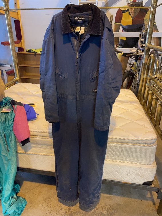 Walls Workwear XL Lined Navy Blue Coveralls with Corduroy Collar and Zippered Front Closure