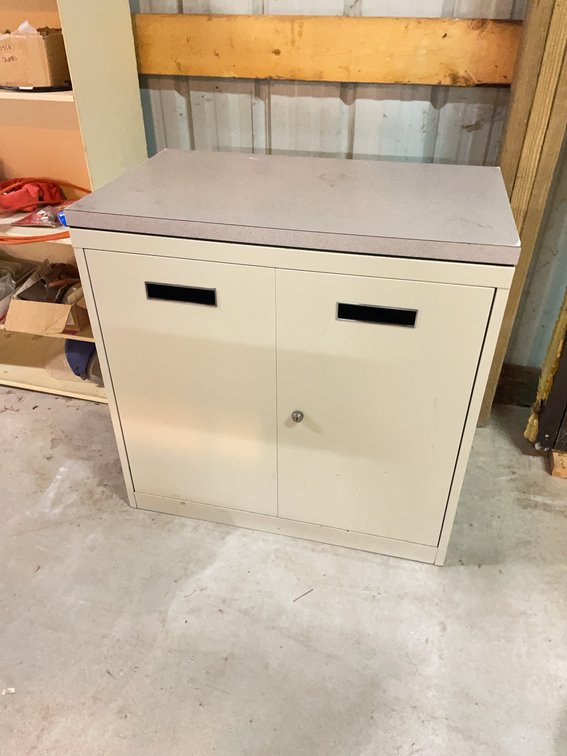 Steel Storage Cabinet with Locking Double Doors and Formica Top, Two Mail Slots