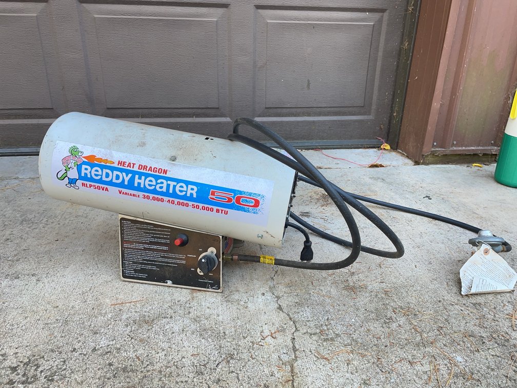 Reddy Heater 50 Heat Dragon Propane Forced Air Shop Heater, Model RLP50VA, 30,000-50,000 BTU, Tested Working