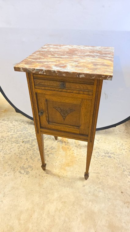 Arts Nouveau Era End Table with Arrow Point Legs and Removable Solid Marble Top