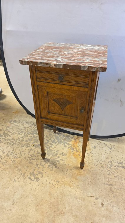 Arts Nouveau Era End Table with Solid Removable Marble Top and Arrow Point Legs