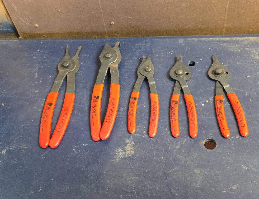 Pittsburgh Snap Ring Pliers Set, 5 Pieces, Internal and External Retaining Ring Use, Red Handles