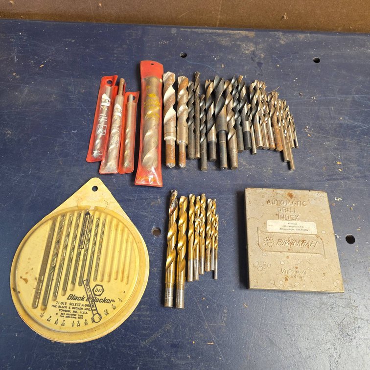 Drill Bit Lot, Approx. 52 Pieces, Various Brands Including Black & Decker and Powr-Kraft